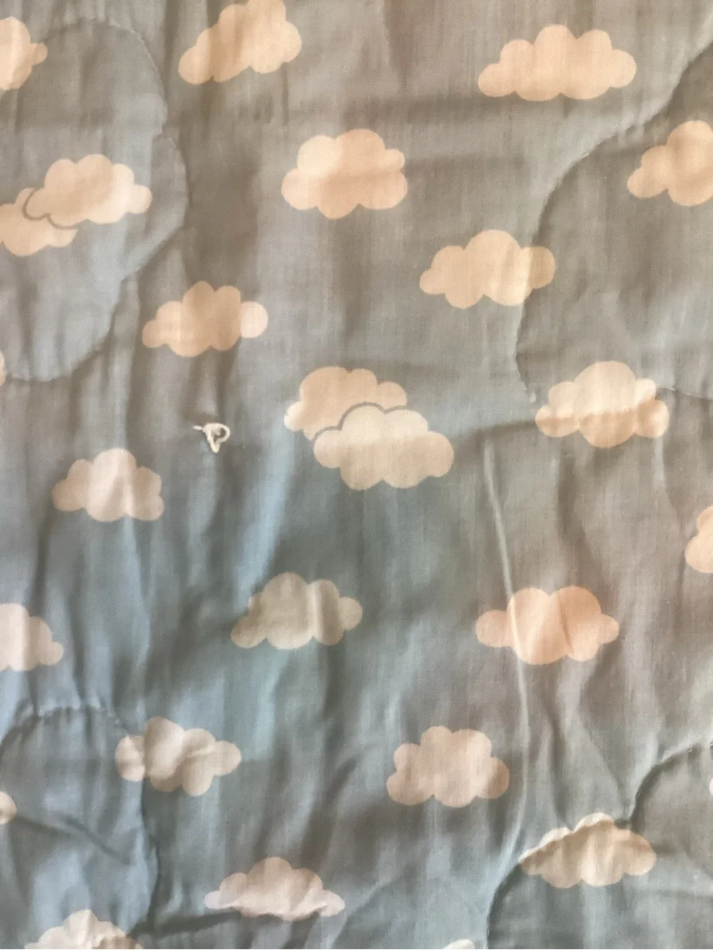 Handmade Rainbow Stripe Patchwork Quilt Light Blue Cloud Background Cottegecore